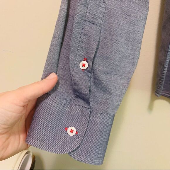 Untuckit Chambray Blue Textured long sleeve button front shirt size xxlarge - Picture 7 of 7